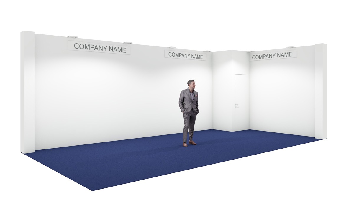 Pre-fitted “Open” stand with storage room, hinged door and key