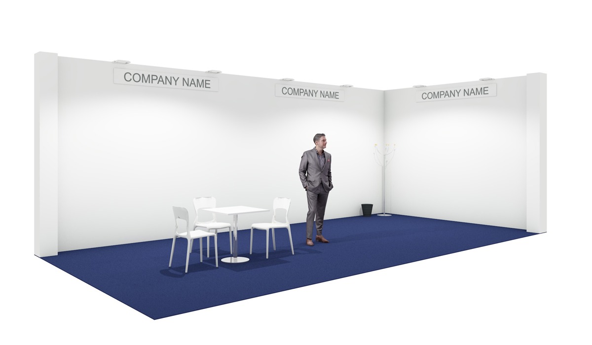 Pre-fitted “Open” stand with furniture