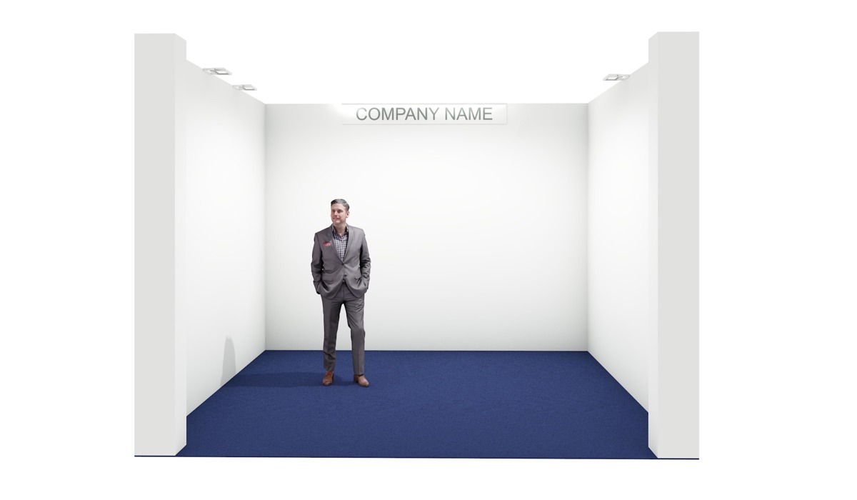 Pre-fitted “Open” stand with LED lighting for the company fascia board