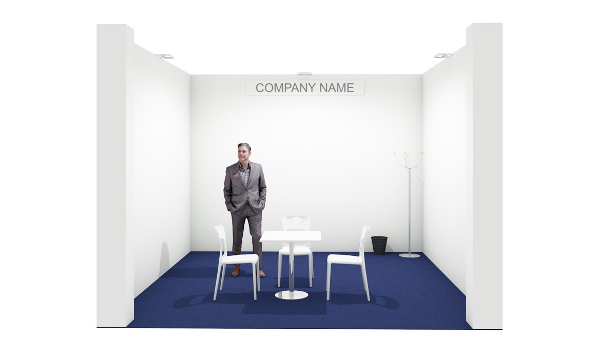 Pre-fitted “Open” stand with furniture